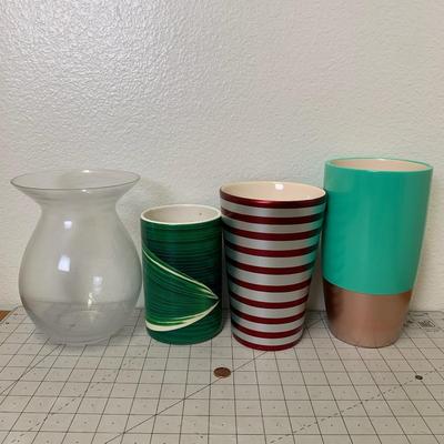4 Misc Vases (all diff colors)