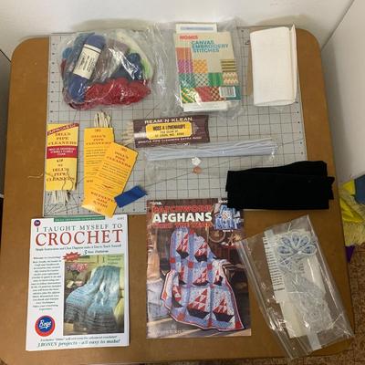 BUNDLE: Croquet books, pipe cleaners, emroidery misc. & string.