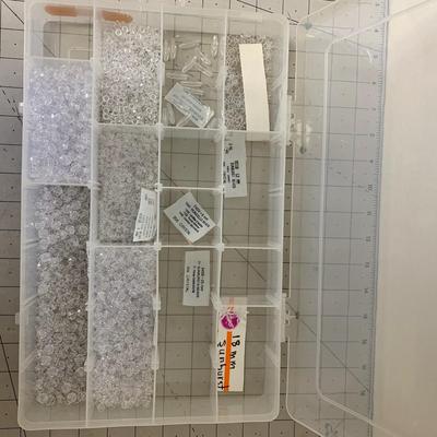 Stencil letter guide + clear beads in box