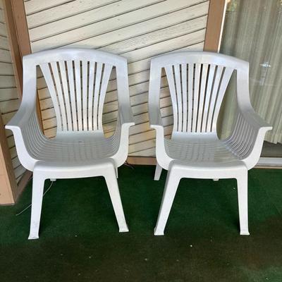 2 high quality thick plastic chairs off white outdoor furniture