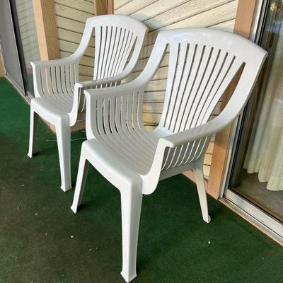 2 high quality thick plastic chairs off white outdoor furniture