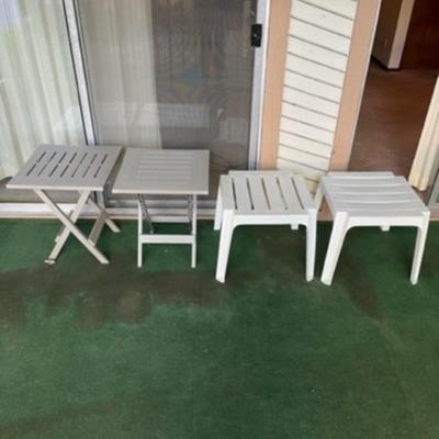 4 plastic tables or ottomans outdoor furniture