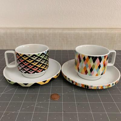 Magpie Viva Cups - 2 teacups & 2 saucers - Sarah Cambell