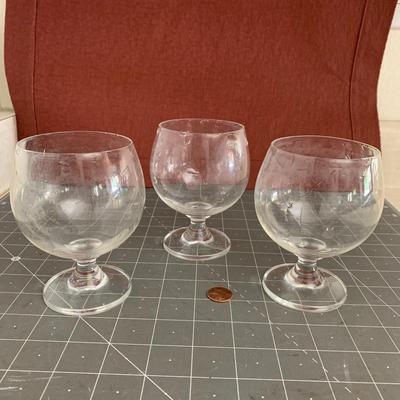 3 glass goblets