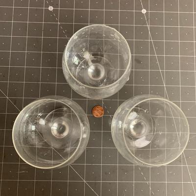 3 glass goblets