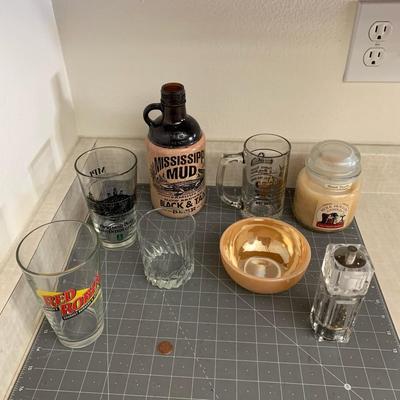 Misc cups + jars + Mississippi Mud + Candle + Salt & Pepper combination
