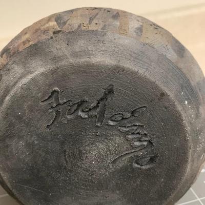 2 pottery vases signed "Aldmo" and "Faldrigo"