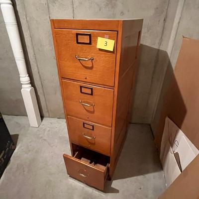 Oak 4 Drawer File Cabinet