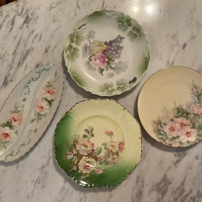 (3) Floral Plates and (1) Floral Serving Dish