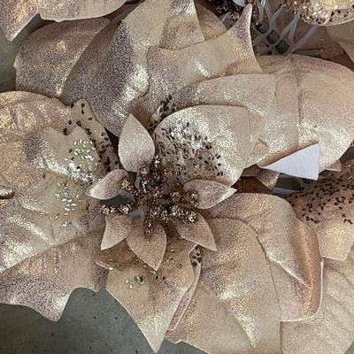 Gold Glitter Poinsettia Leaf Clips Lot