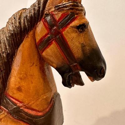Vintage wood pull toy horse