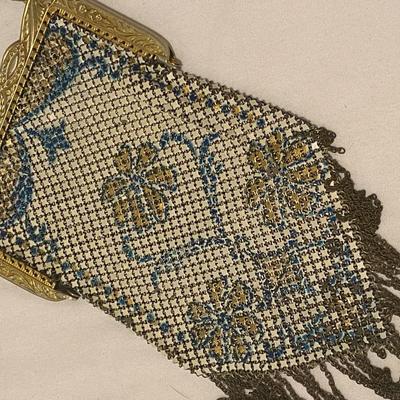MANDALIAN ENAMEL MESH ART DECO FLAPPER PURSE