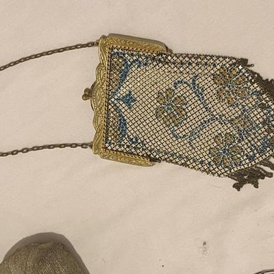 MANDALIAN ENAMEL MESH ART DECO FLAPPER PURSE