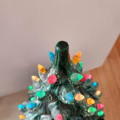 Vintage Ceramic Lighted Christmas Tree w music box 16" tall