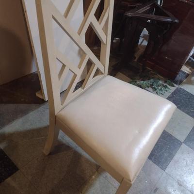 Solid Wood White Finish Table and Four Matching Chairs