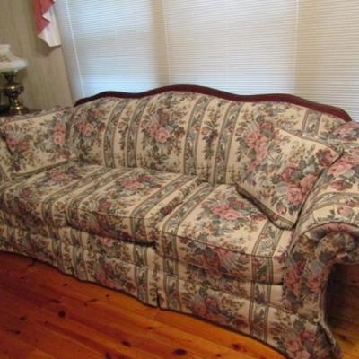 Upholstered Formal Style Sofa with Wood Accents