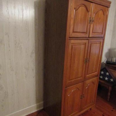 Wood Finish Media/Storage Cabinet (No Contents)