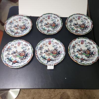 6 Ashworth Brothers Hanley England Chinoiserie Plates 10.25"