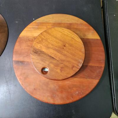 Vintage Wood Bowl and Wood Lazy Susan