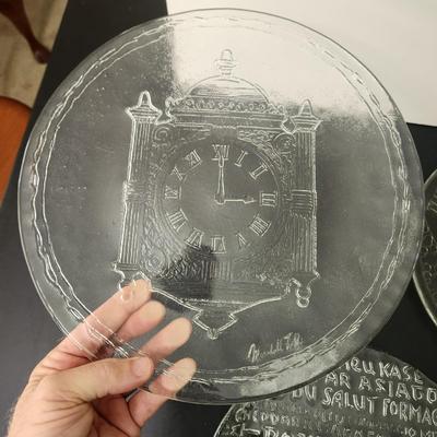 3 Large Glass Serving Cheese Plates Pilgrim Glass Marshall Fields
