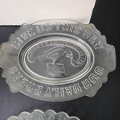 4 Collectable Clear Glass Plates Bicentennial