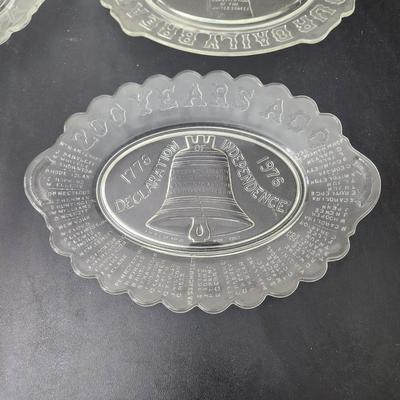 4 Collectable Clear Glass Plates Bicentennial