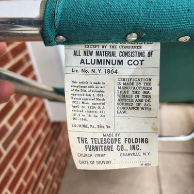 Vintage Telescope Folding Furniture Camping Cot.