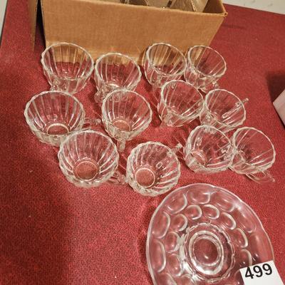 24 Heisey Glass Punch Cups + 1 Heisey plate