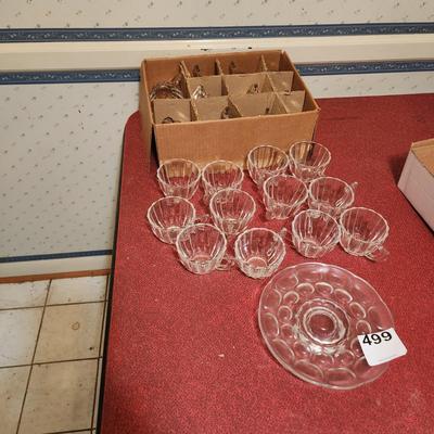 24 Heisey Glass Punch Cups + 1 Heisey plate