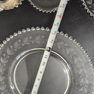 7 Pieces Glassware Candlewick Plates Basket Lid