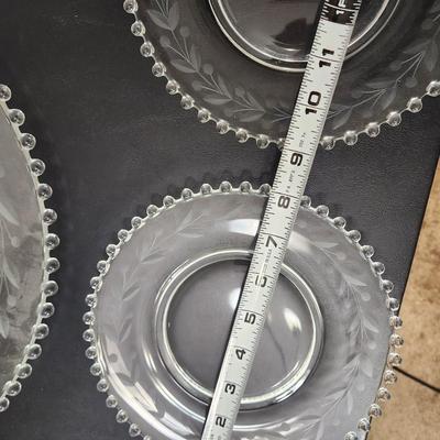7 Pieces Glassware Candlewick Plates Basket Lid