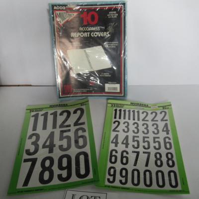 Lot of Older Office Supplies, Report Covers, Dividers, Numbers, More