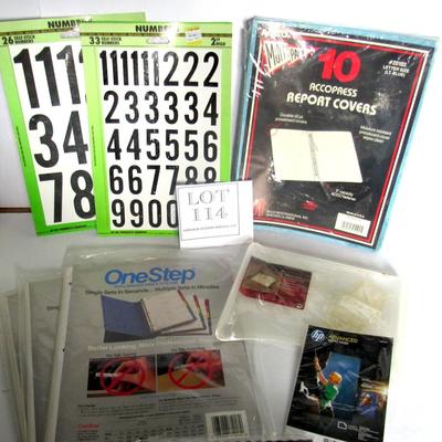 Lot of Older Office Supplies, Report Covers, Dividers, Numbers, More
