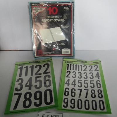Lot of Older Office Supplies, Report Covers, Dividers, Numbers, More