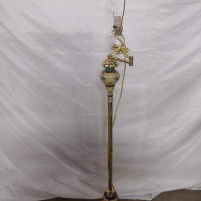 Vintage Cloisonne Post Floor Lamp with Swivel Neck