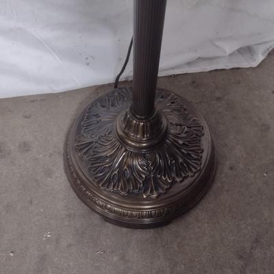 Vintage Antiqued Bronze Post Floor Lamp with Swivel Neck