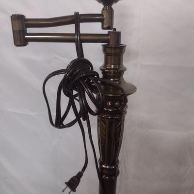 Vintage Antiqued Bronze Post Floor Lamp with Swivel Neck