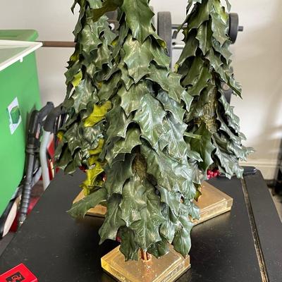 Leaf and Berry Decor on Stands - Set of Three - Has Wear