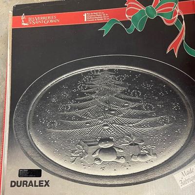 Vintage Duralex Christmas Tree Glass Platter