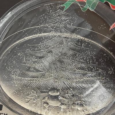 Vintage Duralex Christmas Tree Glass Platter