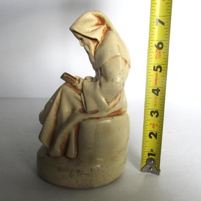 Vintage Monk Chalkware Painted Plaster Figurine