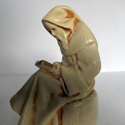Vintage Monk Chalkware Painted Plaster Figurine