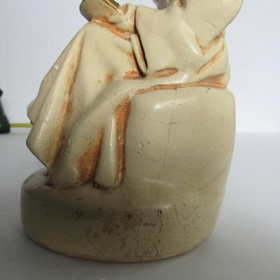 Vintage Monk Chalkware Painted Plaster Figurine