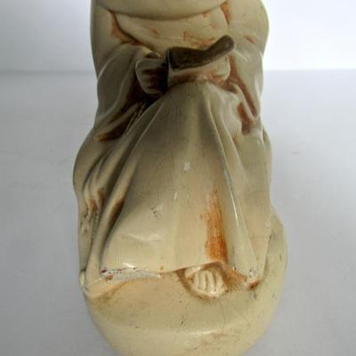 Vintage Monk Chalkware Painted Plaster Figurine