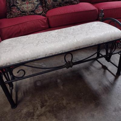 Wrought Metal Frame with Padded Seat Bench