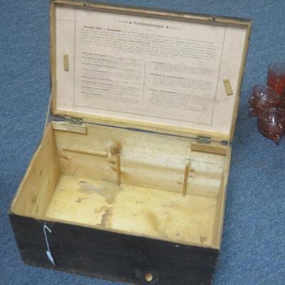 German Wooden Chemistry Box - 18 12/ x 12  inches - Great Graphics inside lid