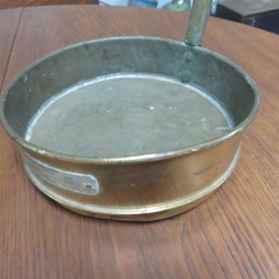 Brass Strainer - Canada - 8 inches diameter and 2 3/4 inches deep - Handle 24 in. long