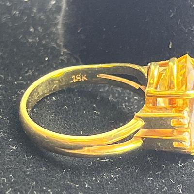18K Gold Ring with Diamonds & Citrine Colored Stone (MG-B1)