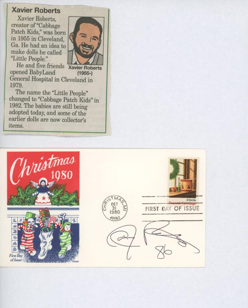 Xavier Roberts signed postcard