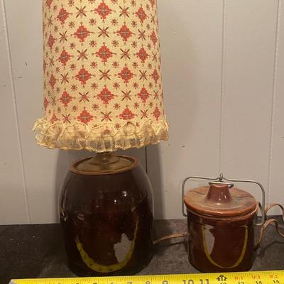 Cute Little Lamp and Crock Jar